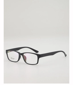 Detailed close-up of TR90 square eyeglass frames with anti-blue light coating lenses