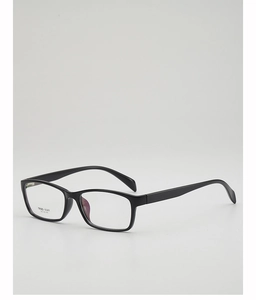 Macro detail of TR90-1141 black square frame temple joint and model specifications