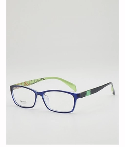 Detail view of TR90-1141 rectangular frame showing navy blue and lime green color contrast