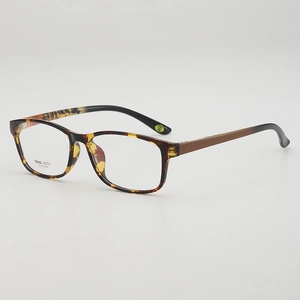 Classic amber tortoiseshell TR90 square eyeglasses frame with lightweight design