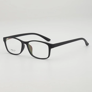 Classic black TR90 square frame glasses with model number and dimensions at 45 degree angle