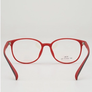Retro oversized TR90 round frame eyeglasses for men and women in red and black colors