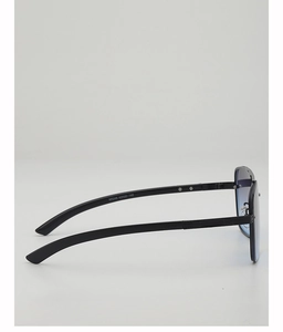 Vue latérale de lunettes aviateur sans monture avec verres dégradés bleus et branches