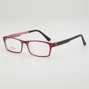 Klassische dunkelrote TR90 Brille in quadratischer Form mit schwarzen floralen Bügeln unisex