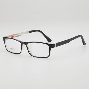 Klassische schwarze TR90 quadratische Brille mit transparent gemusterten Bügeln für Damen