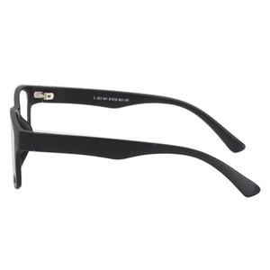 Classic black square TR90 eyeglass frames with silver hinges and a matte finish