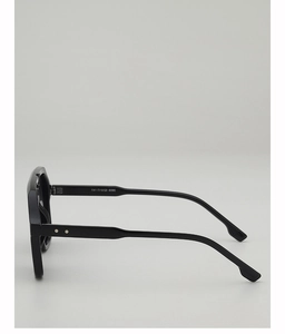 Detail of navy pilot sunglasses showing silver star rivets and inner temple specs