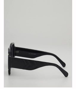 Side view of square sunglasses with wide temples and model number W0580 20051-142