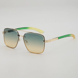 Lunettes De Soleil Aviateur Rétro Métal Double Pont Carré UV400 Verres Dégradés Mode Extérieur Pour Hommes Femmes