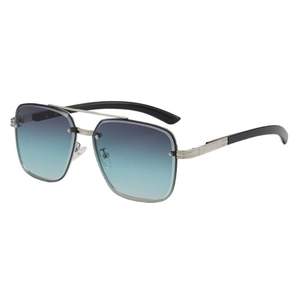 Lunettes de soleil aviateur à double pont avec verres dégradés bleus pour hommes
