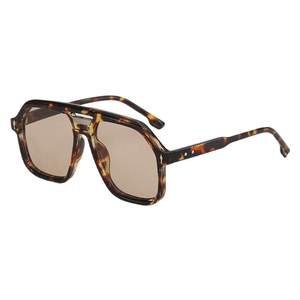 Classic tortoise shell aviator sunglasses with brown lenses and double bridge design