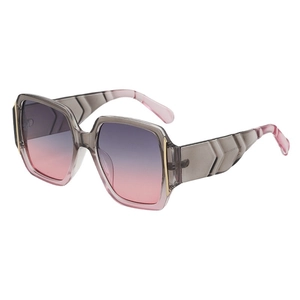 Oversized square sunglasses with gradient lenses and textured temples on white background
