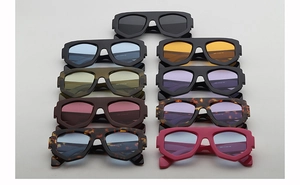 Aperçu détaillé des lunettes de soleil géométriques en diverses couleurs de monture