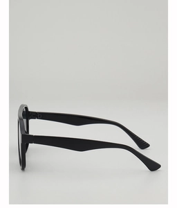 Side view of black large-frame square sunglasses showing sleek resin temple design