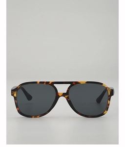Front view of retro square aviator sunglasses with tortoise frame and double bridge