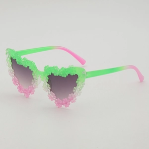 Kids Sunglasses Heart Shaped 3D Flower Daisy Decoration PC AC UV400 Gradient Fashion Eyewear For Boys Girls