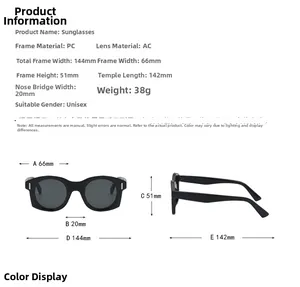 Guide des tailles détaillé pour lunettes de soleil rétro œil de chat avec dimensions du cadre