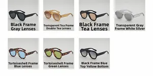 Multiple color options of vintage pilot sunglasses with gradient and mirrored lenses