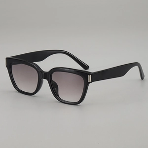 Retro square sunglasses with black acetate frames and grey gradient lenses for stylish look