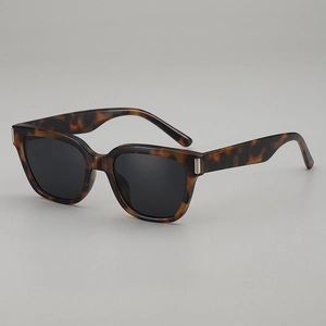 Classic tortoise square frame sunglasses with dark lenses and silver metal temple accents