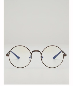 Detailaufnahme runder Retro-Metallbrillenfassungen in antiker Bronzeoptik