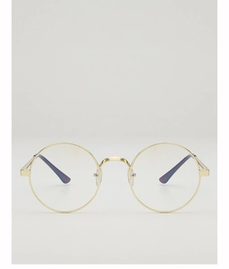 Vorderansicht der runden goldenen Metallbrille im Vintage-Stil mit ultraleichtem Design