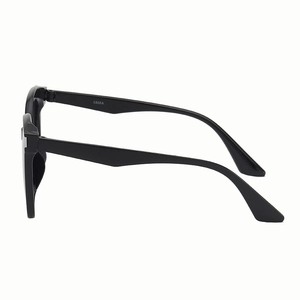 Classic black glossy sunglasses with UV protection in a modern vintage side profile design