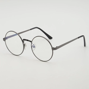 Leichte runde Metallbrille in Gunmetal-Grau mit Retro-Design für hohen Tragekomfort
