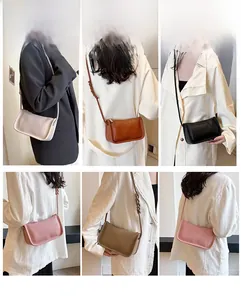 Collage showing stylish women's crossbody bag in diverse colors and wearing styles