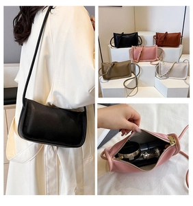 Litchi grain leather crossbody bags in five colors with internal capacity display