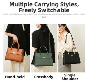 Lychee pattern tote bag shown in handheld, crossbody, and shoulder styling views