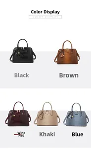 Detail view of five retro textured tote bags with crocodile pattern and metal lock charms