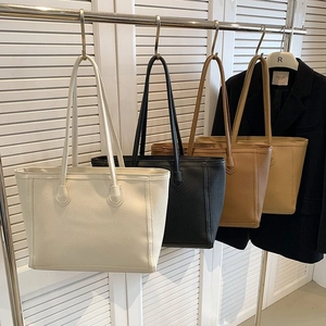Minimalist Large Capacity Tote Bag Pebbled PU Leather Commuter Shoulder Handbag For Women Travel Office Daily Use