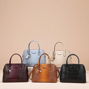 Alligator Embossed PU Leather Handbag With Wallet And Pouch Vintage Elegant Top Handle Shoulder Crossbody Bag For Women