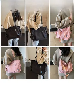 Dettagli della borsa tote in nylon capiente con portamonete rotondo e tasche multispazio