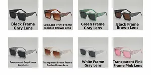 Multiple colors of rectangle rhinestone sunglasses with sparkling punk style frames