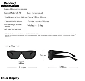 Guide des tailles avec mesures détaillées pour lunettes de soleil sport Y2K vert