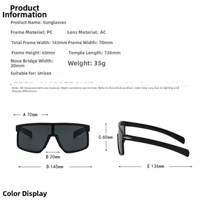 Tableau des tailles détaillé montrant les dimensions des lunettes de soleil de cyclisme