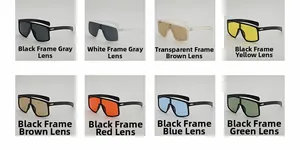 Matrice montrant 8 variantes de couleurs de lunettes de soleil de cyclisme rétro à écran unique