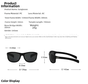 Tableau des tailles pour lunettes de soleil cyclisme avec dimensions et spécifications