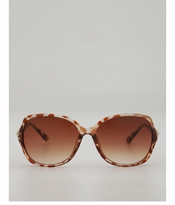 Detailansicht der Damen Übergroße Sonnenbrille in Schildpatt mit braunen Verlaufsgläsern