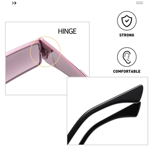 Detail of sturdy metal hinge and comfortable temple tips of wrap sunglasses