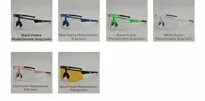 Detailed grid view of photochromic cycling sunglasses in various frame colors and lenses