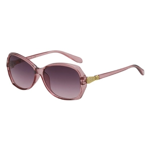 Fashionable oversized pink resin sunglasses for women with purple gradient lenses