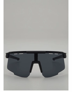 Detail of all-black cycling goggles with top ventilation holes and aerodynamic temples