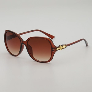 Mode Damen Großer Rahmen Sonnenbrille UV400 Schutz PC Rahmen AC Verlaufsgläser Gold Metall Dekor Retro Chic Sonnenbrille
