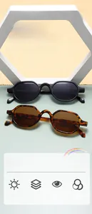 Detail of lightweight polygon sunglasses for kids in black and tortoiseshell leopard print