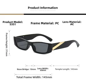 Spécifications détaillées de taille pour lunettes de soleil carrées rétro avec dimensions