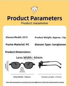 Detailed size specifications for kids leopard print sunglasses with 13g PC frame