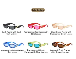 Plusieurs options de couleurs pour lunettes de soleil rectangulaires rétro à petit cadre